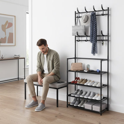 etagere a chaussures support sur pied avec etagere de depot