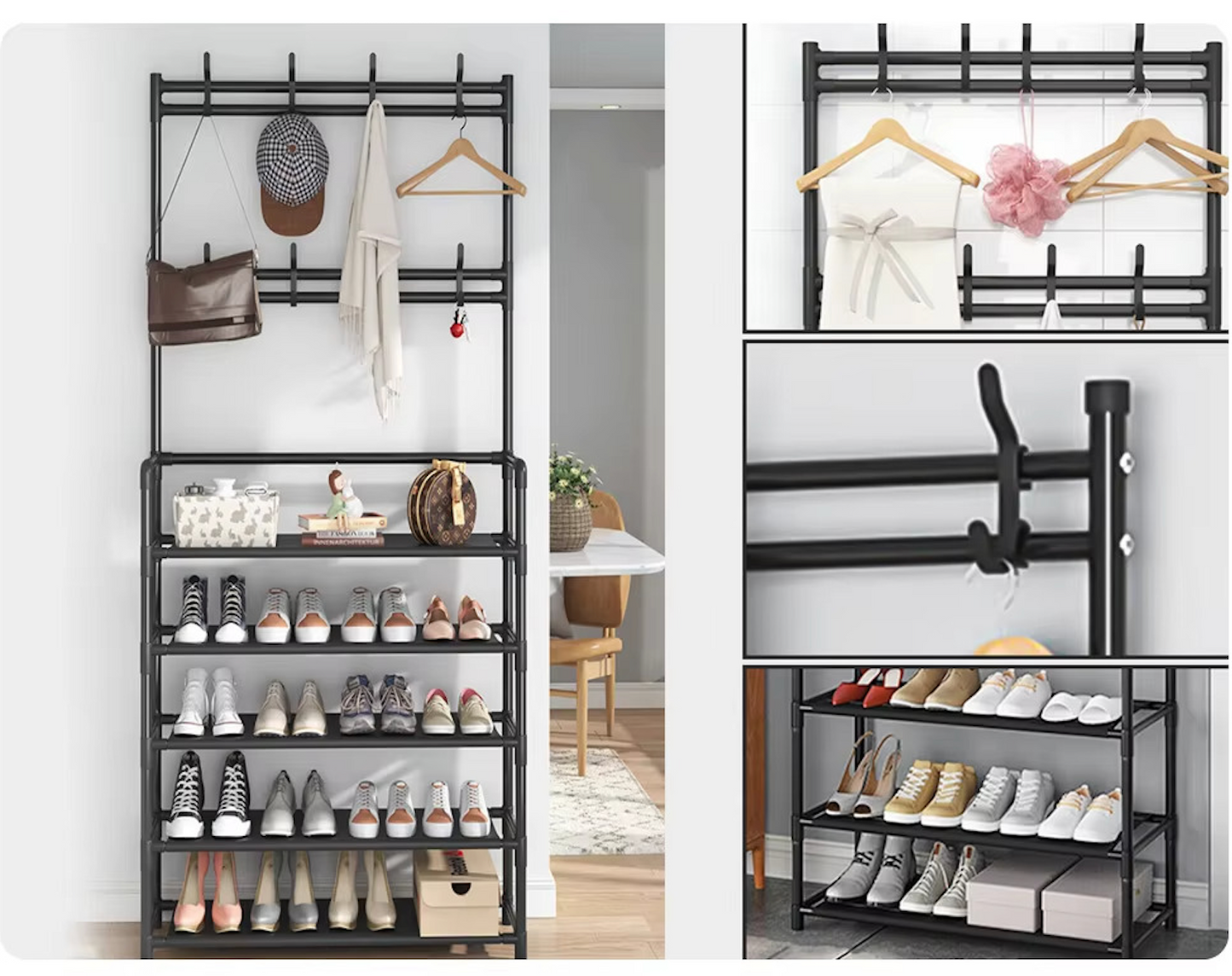 etagere a chaussures support sur pied multiple crochets