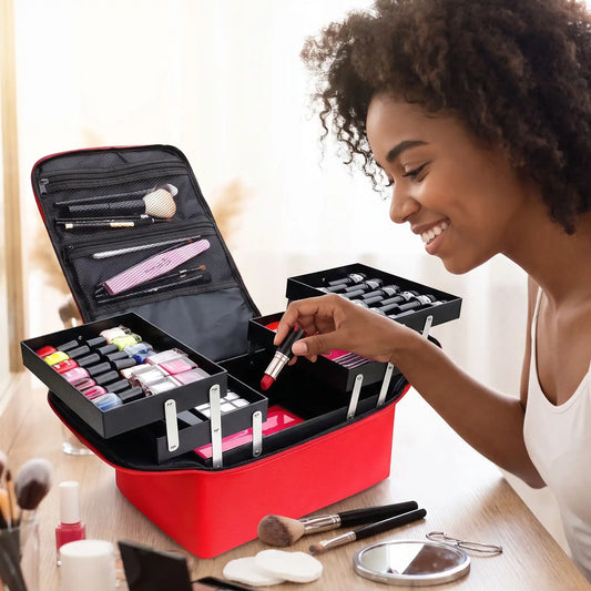 malette maquillage compacte multicouche stockage fonctionnel