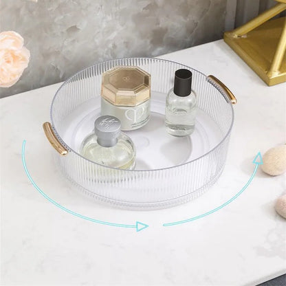 rangement maquillage rotatif 360 avec tapis antiderapant