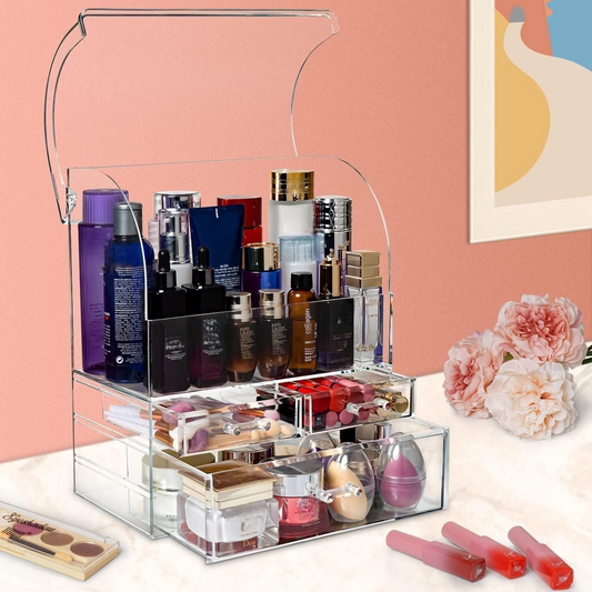 rangement maquillage set transparent